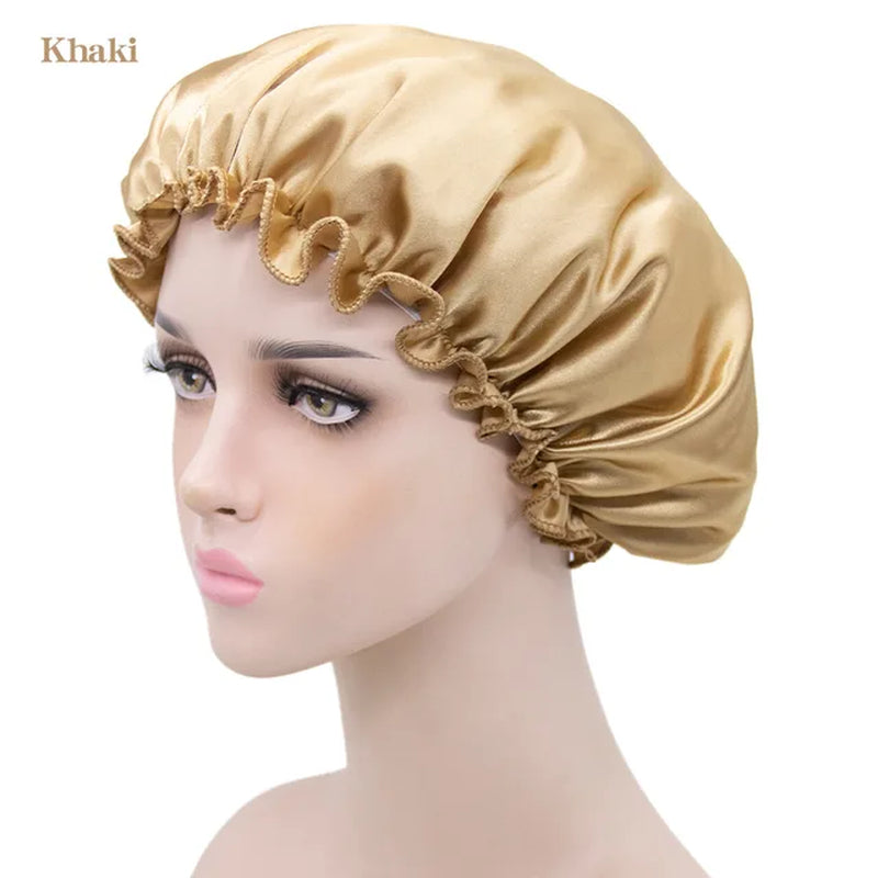 New Imitation Silk Nightcap Satin Elastic Narrow Brim Shower Cap round Hat Home Hair Care Cap