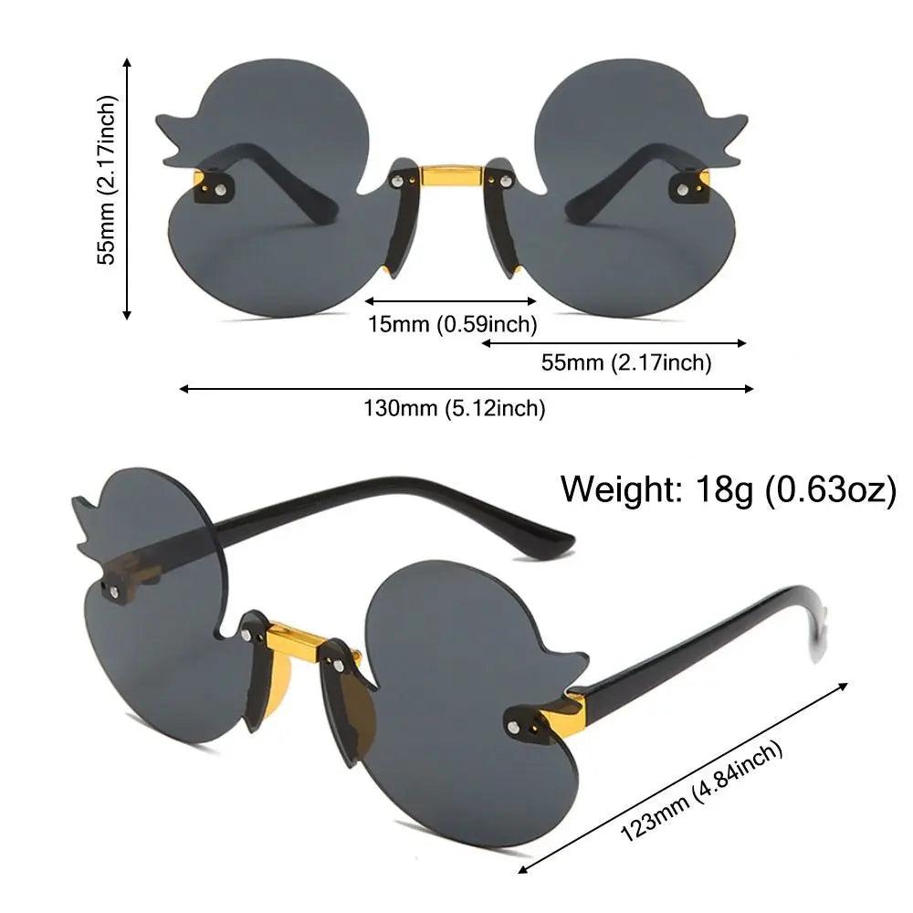 Fashion Children'S Sunglass Rimless Cartoon Duck Shape Sunshade Anti-Ultraviolet Glasses Party Decorative Glasses for Child Kids