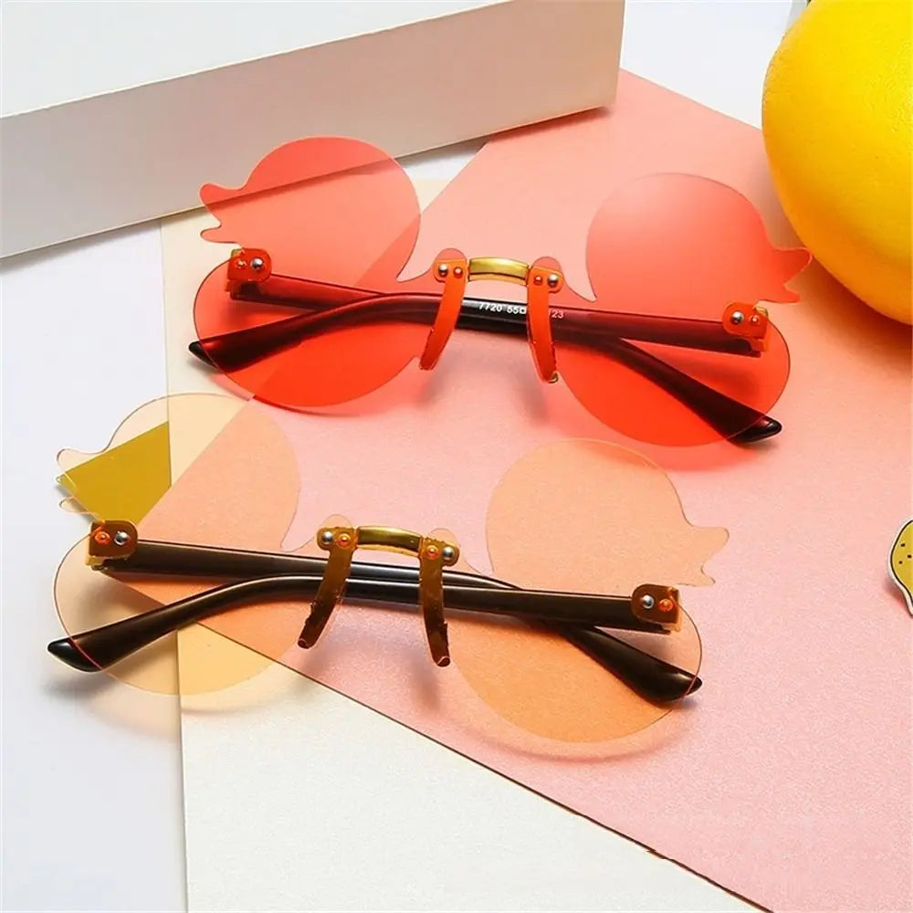 Fashion Children'S Sunglass Rimless Cartoon Duck Shape Sunshade Anti-Ultraviolet Glasses Party Decorative Glasses for Child Kids