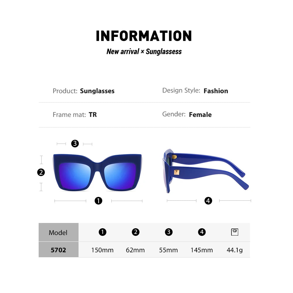 DML 2023 New Fashion TR90 Oversized Square Trend Sunglasses Women Luxury Retro Sun Glasses Shades UV400 Sunglasses Women