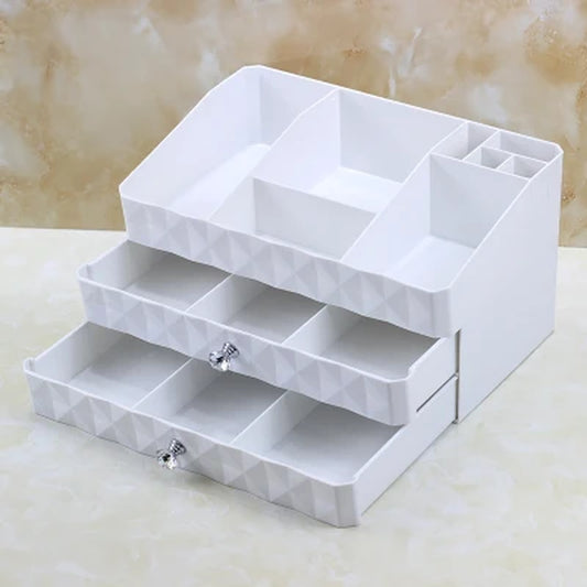 "Sparkle and Organize: Luxurious Multi-Layer Cosmetic Drawer Storage Box for Jewelry, Skin Care, and More!"